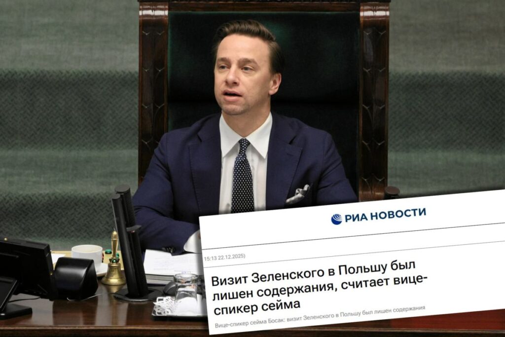 Oryginalny tytuł: Bosak krytykował wizytę Zełenskiego w Polsce. Jego słowa wykorzystała rosyjska propaganda Propozycje zmienionego tytułu: 1. Wypowiedzi Bosaka o wizycie Zełenskiego w Polsce stały się narzędziem rosyjskiej propagandy 2. Krytyka Bosaka wobec wizyty Zełenskiego w Polsce podchwycona przez rosyjskie media 3. Rosyjska propaganda wykorzystała komentarze Bosaka dotyczące przyjazdu Zełenskiego 4. Słowa Bosaka o Zełenskim w Polsce posłużyły rosyjskim propagandystom 5. Komentarze Bosaka na temat wizyty Zełenskiego wykorzystane przez rosyjskie media propagandowe